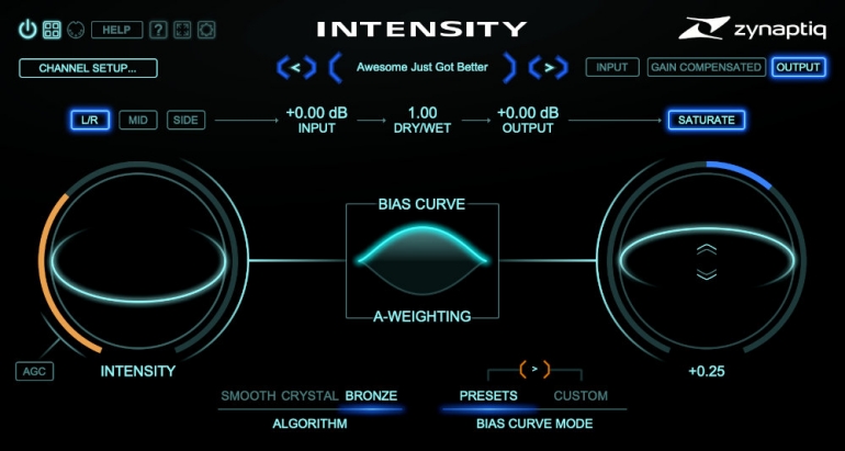 Zynaptiq INTENSITY 2のGUI