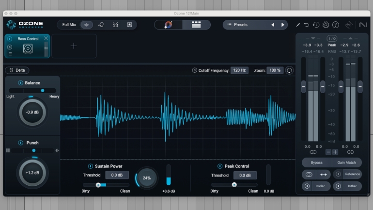 Ozone 12のBass Control