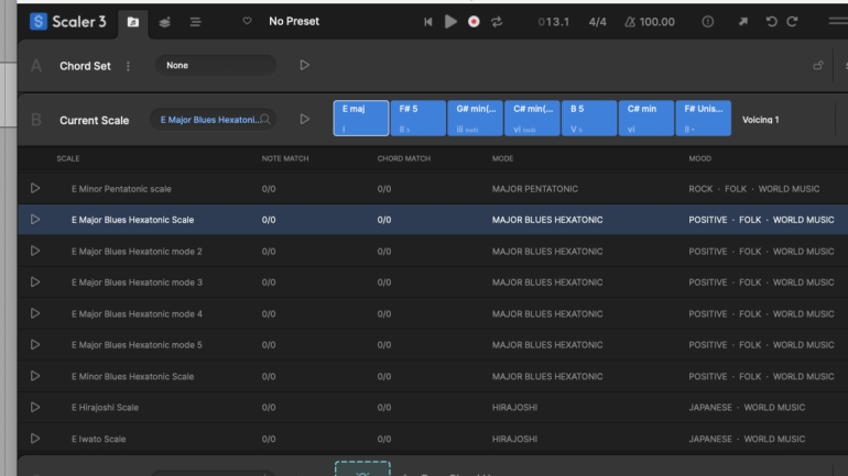 Scaler 3でスケールとキーを選択