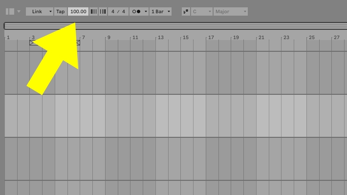 Ableton LiveのコントロールバーでBPMを決定