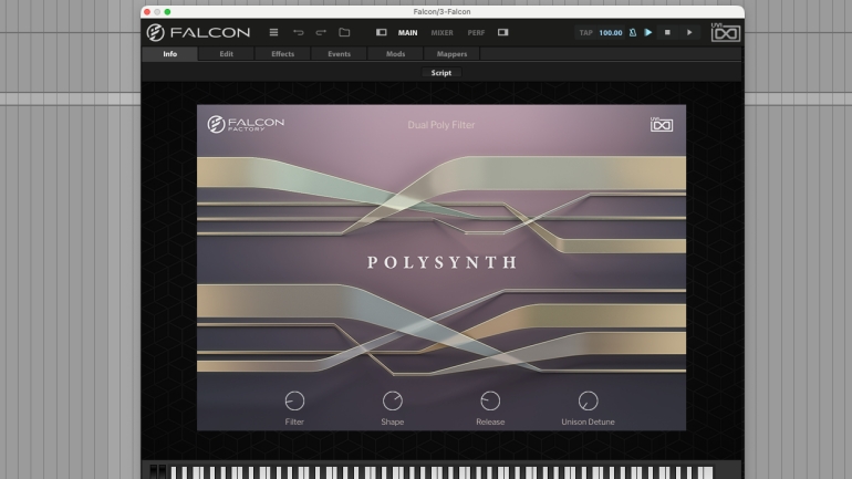 UVI FalconのMainビュー・Infoタブ