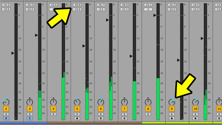 Ableton Liveでボリュームとパンを調整