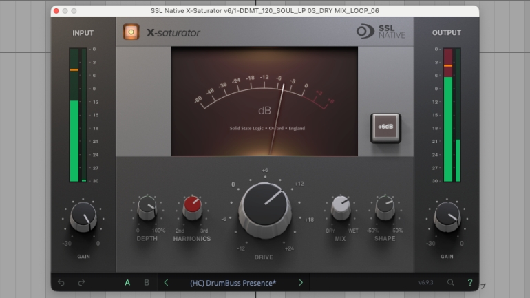 SSL Native X-SaturatorのGUIとパラメーター構成